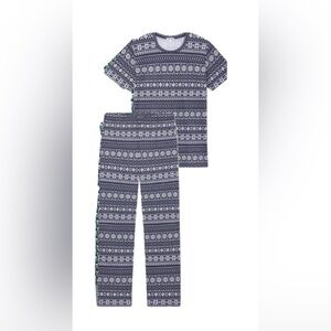 Lake Pajamas Pima Crew Short - Long Set In English Navy Fair Isle